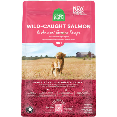 Open Farm Salmon & Ancient Grains Dry Dog Food | Front Image of Salmon and Ancient Grains Dog Food