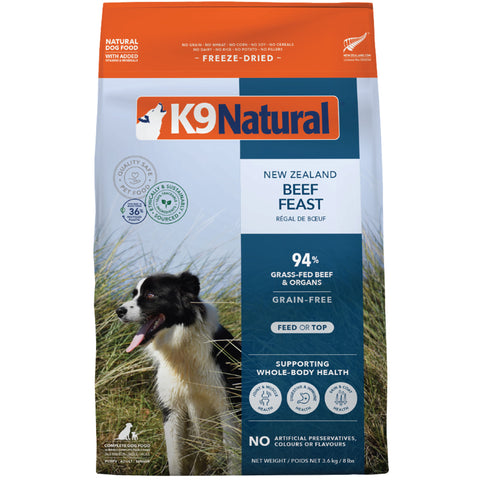 K9 Natural Freeze-Dried Beef Dog Food | Front Image of Freeze-Dried Beef Dog Food 8lbs