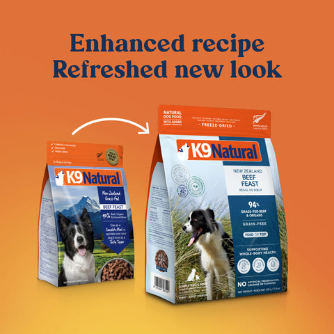 K9 Natural Freeze-Dried Beef Dog Food | Front Image of Freeze-Dried Beef Dog Food - New Packaging