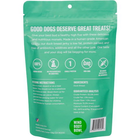 MIND BODY BOWL Smoked Duck Jerky Dog Treats - 3oz | Back Image