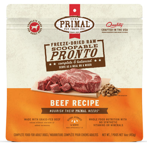 Front Image of Primal Pronto Freeze-Dried Beef 16oz