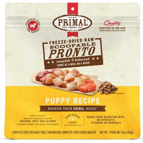 Front Image of Primal Puppy Pronto Dog Food 16oz