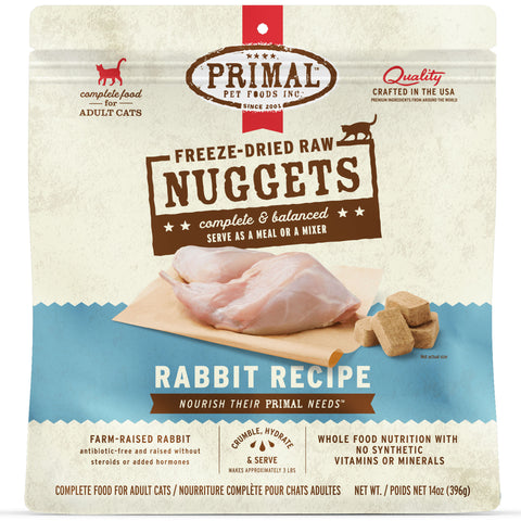 Front Image of Primal Freeze-Dried Rabbit Cat Food 14oz