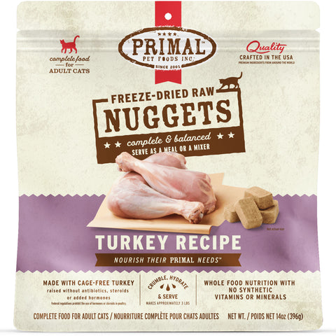 Front Image of Primal Freeze-Dried Turkey Cat Food 14oz